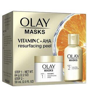 Olay MASKS Vitamin C + AHA resurfacing peel, Exfoliator Kit (Discontinued) NIB